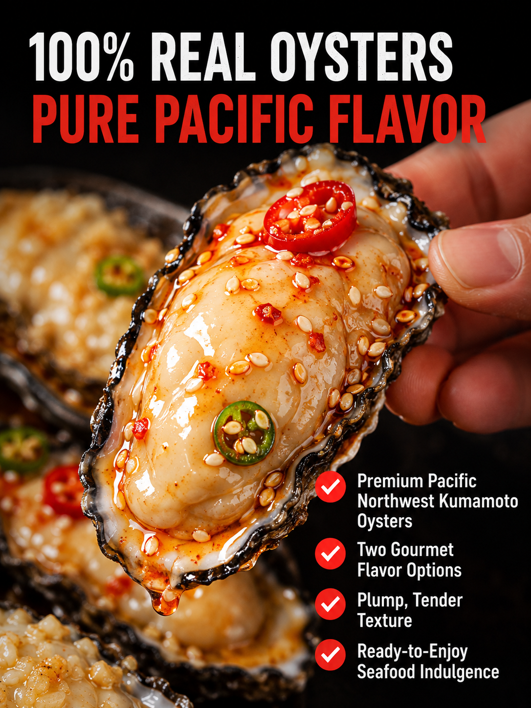 ๐ฆช **Pacific Northwest Kumamoto Oysters - ๐๐ Ready to Eat High-Protein Premium Seafood Snack**