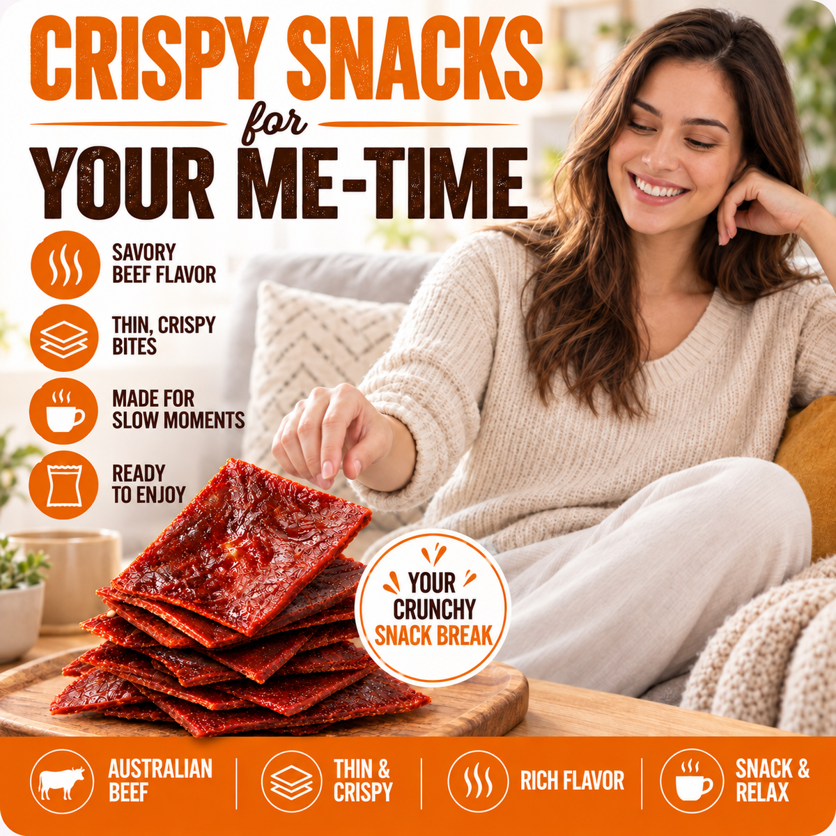 🥩100% Australian Grass-Fed Beef Crisps, Packed with Premium Protein-LMQ