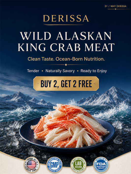 🦀 Derissa Wild Alaskan King Crab Meat – High Protein, Sweet & Naturally Tender 💪❄️
