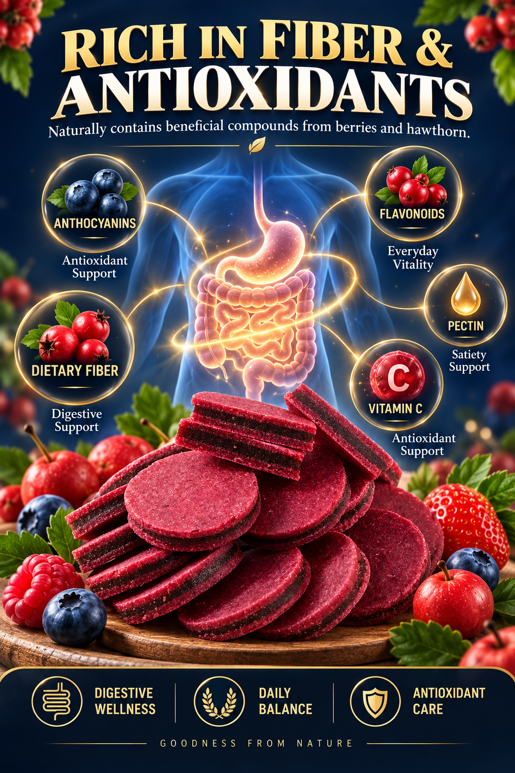 💙 European Wild Berry & Hawthorn Fruit Bites – ❤️ Supports Heart Health, 🌿 Healthy Digestion, ✨ Antioxidant Defense & ⚡ Daily Vitality