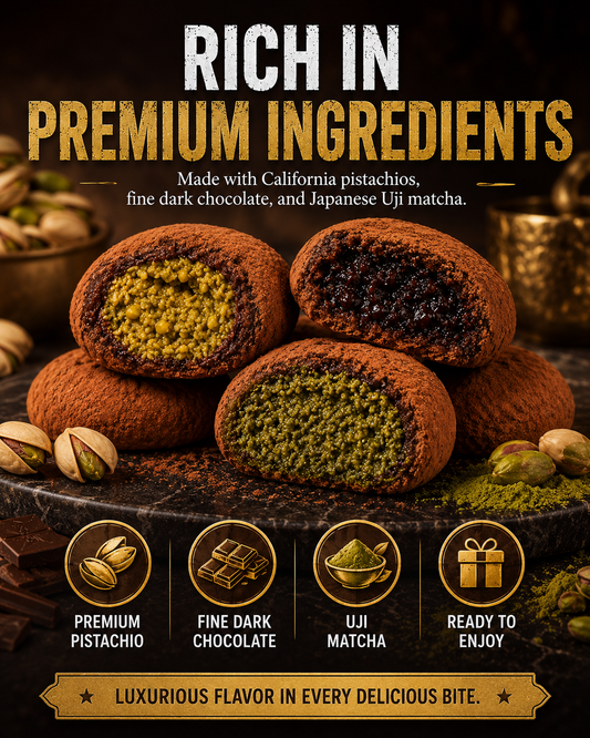 🍪 **Dubai Velvet Cookies - 🏆💎 Premium Pistachio Dark Chocolate & Uji Matcha Cookies**