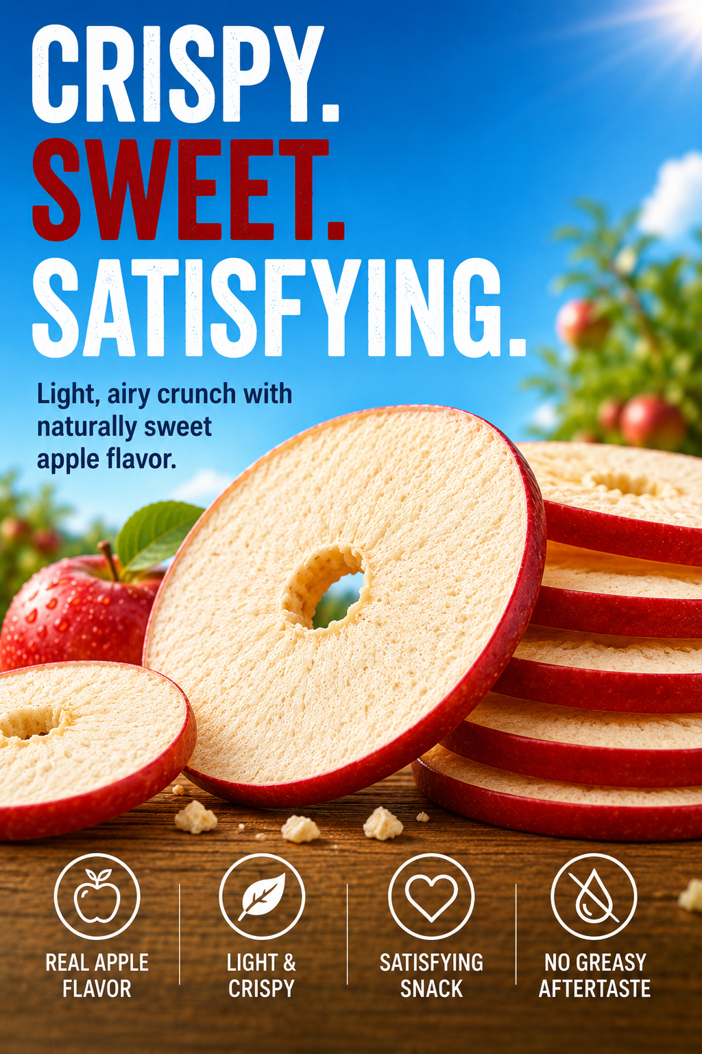 🍎 Australian Freeze-Dried Apple Slices - 🏆💎 Ready to Eat Crispy High-Fiber Fruit Snack