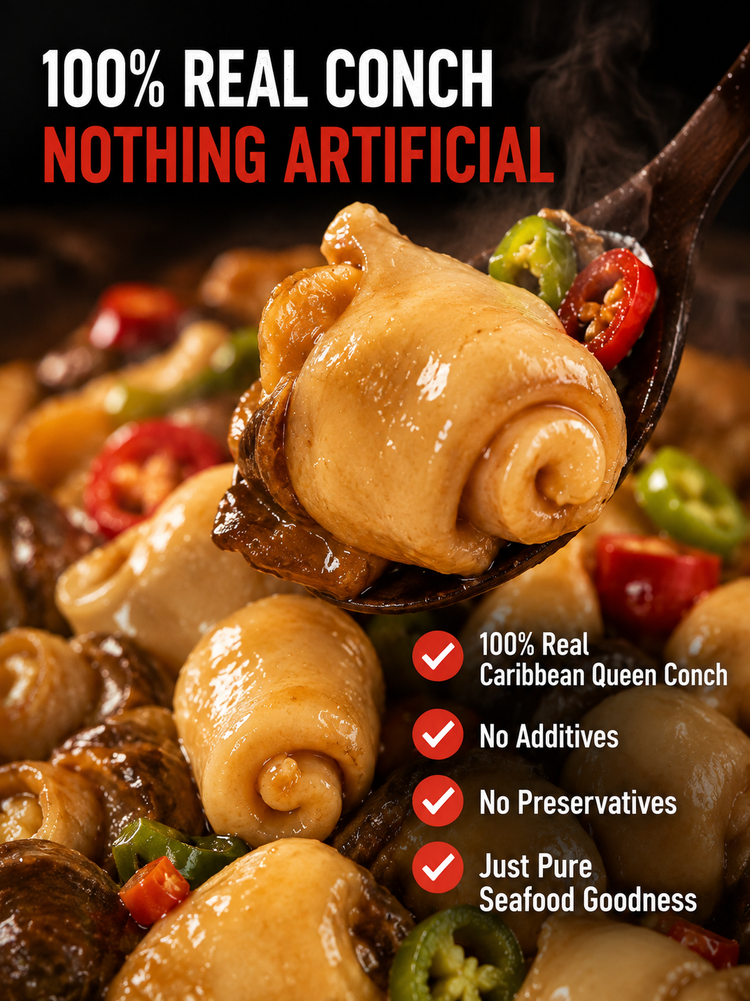 🐚 Premium Caribbean Queen Conch - 🏆💎 Ready to Eat Premium Seafood Snack