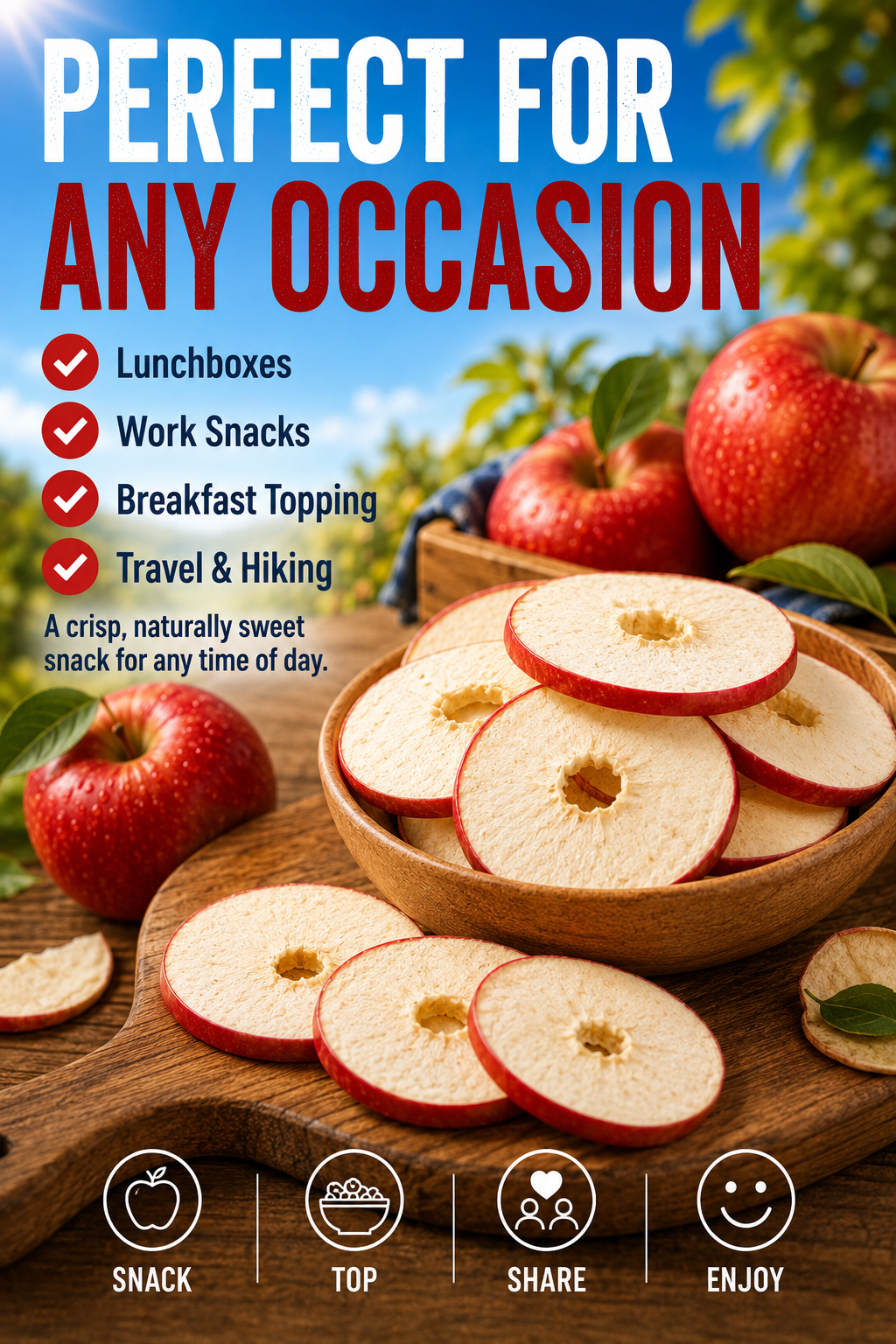 🍎 Australian Freeze-Dried Apple Slices - 🏆💎 Ready to Eat Crispy High-Fiber Fruit Snack
