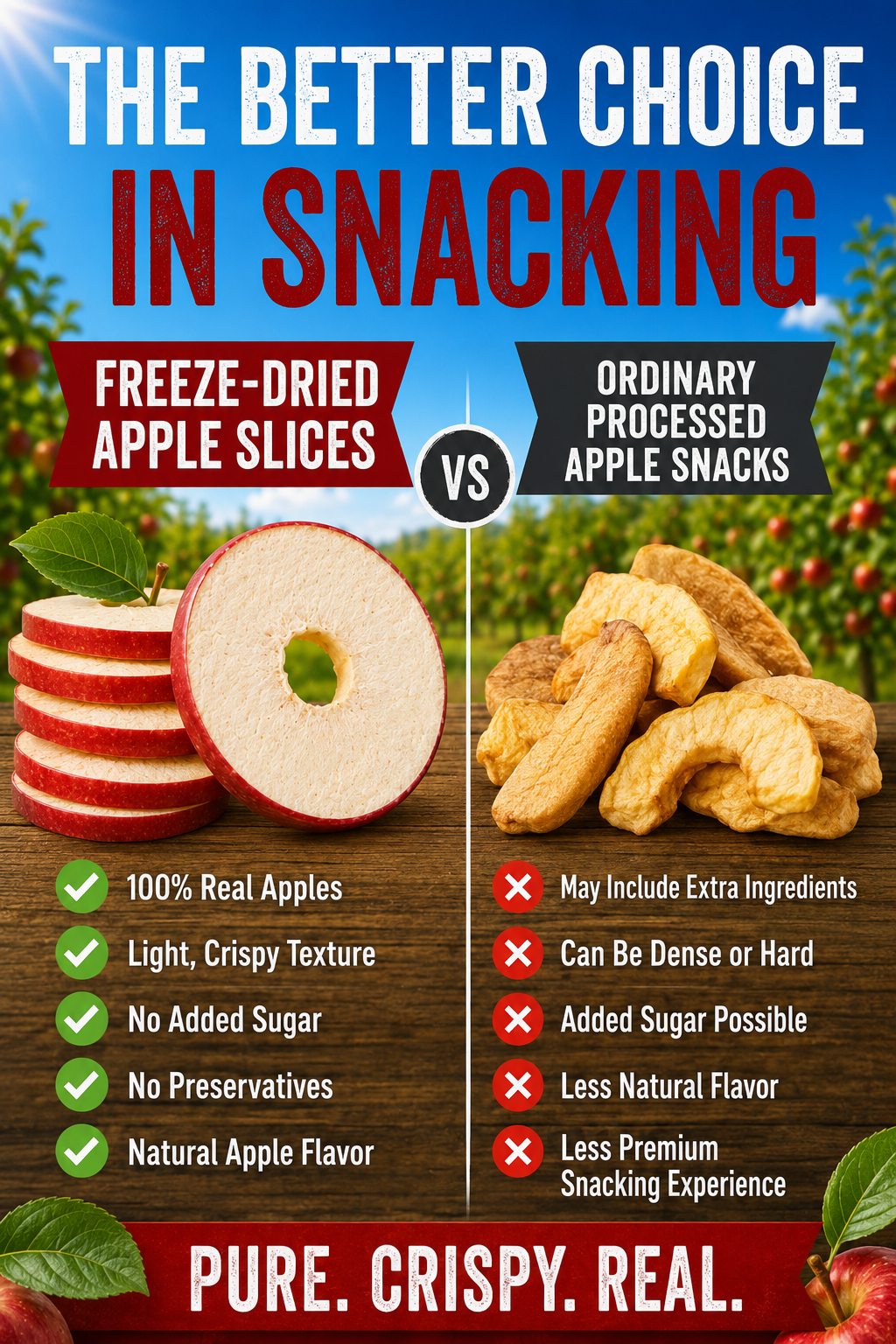🍎 Australian Freeze-Dried Apple Slices - 🏆💎 Ready to Eat Crispy High-Fiber Fruit Snack
