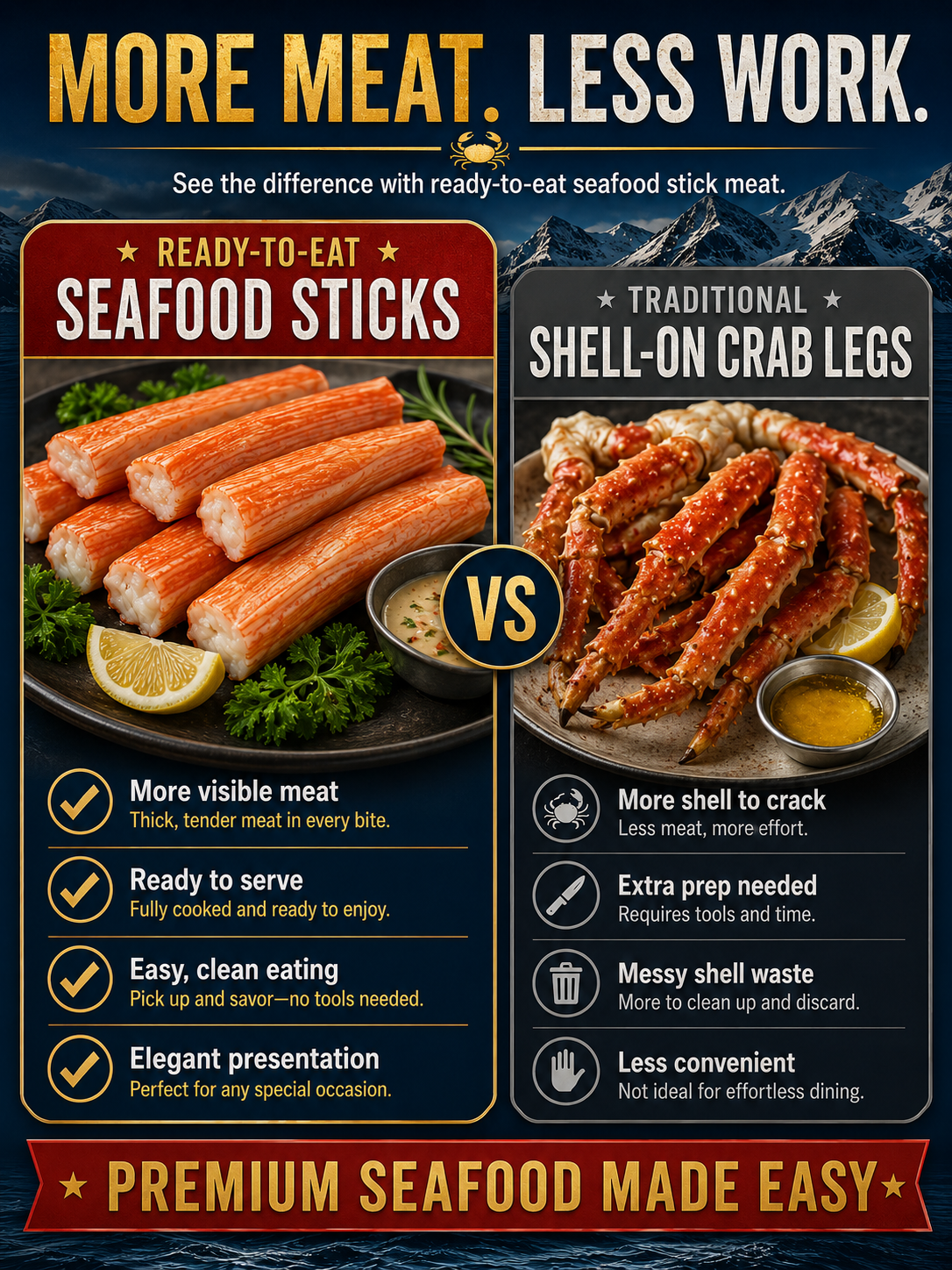 🦀 Alaskan Red King Crab Legs  - 🏆💎 Ready to Eat High-Protein Seafood Snack