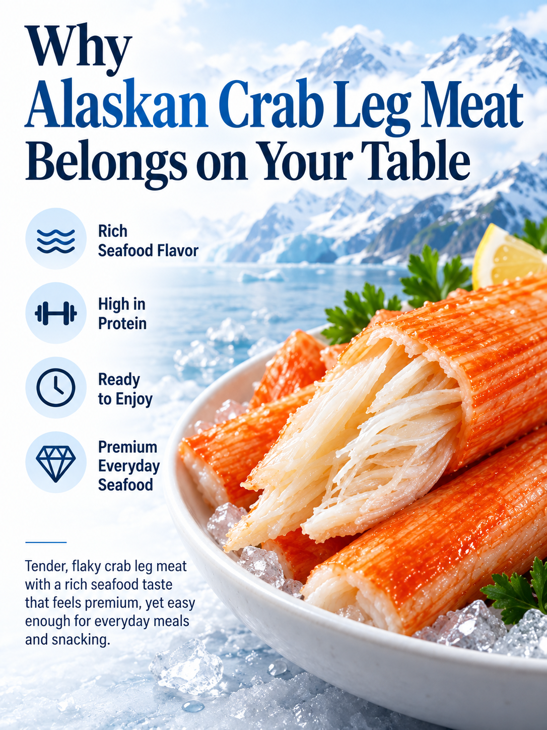 🦀 Premium Alaskan King Crab Leg Meat – 🌊 Wild-Caught, 💪 High Protein & ✨ Naturally Sweet