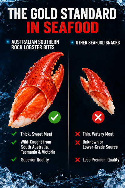 🇦🇺 Australian Southern Rock Lobster Bites  💪 High-Protein Muscle Fuel • ❤️ Deep-Sea Omega-3 for Heart, Brain & Joints • 🛡️ Zinc-Packed Immunity & Skin Repair • ✨ Vitamin E Antioxidant Glow