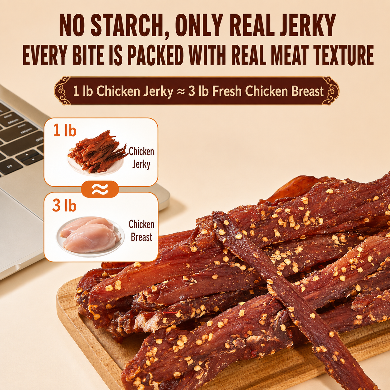 🔥All-Natural Smoked Chicken Breast Jerky — High-Protein, Low-Fat Snack for Muscle Support, Everyday Energy & Healthy
