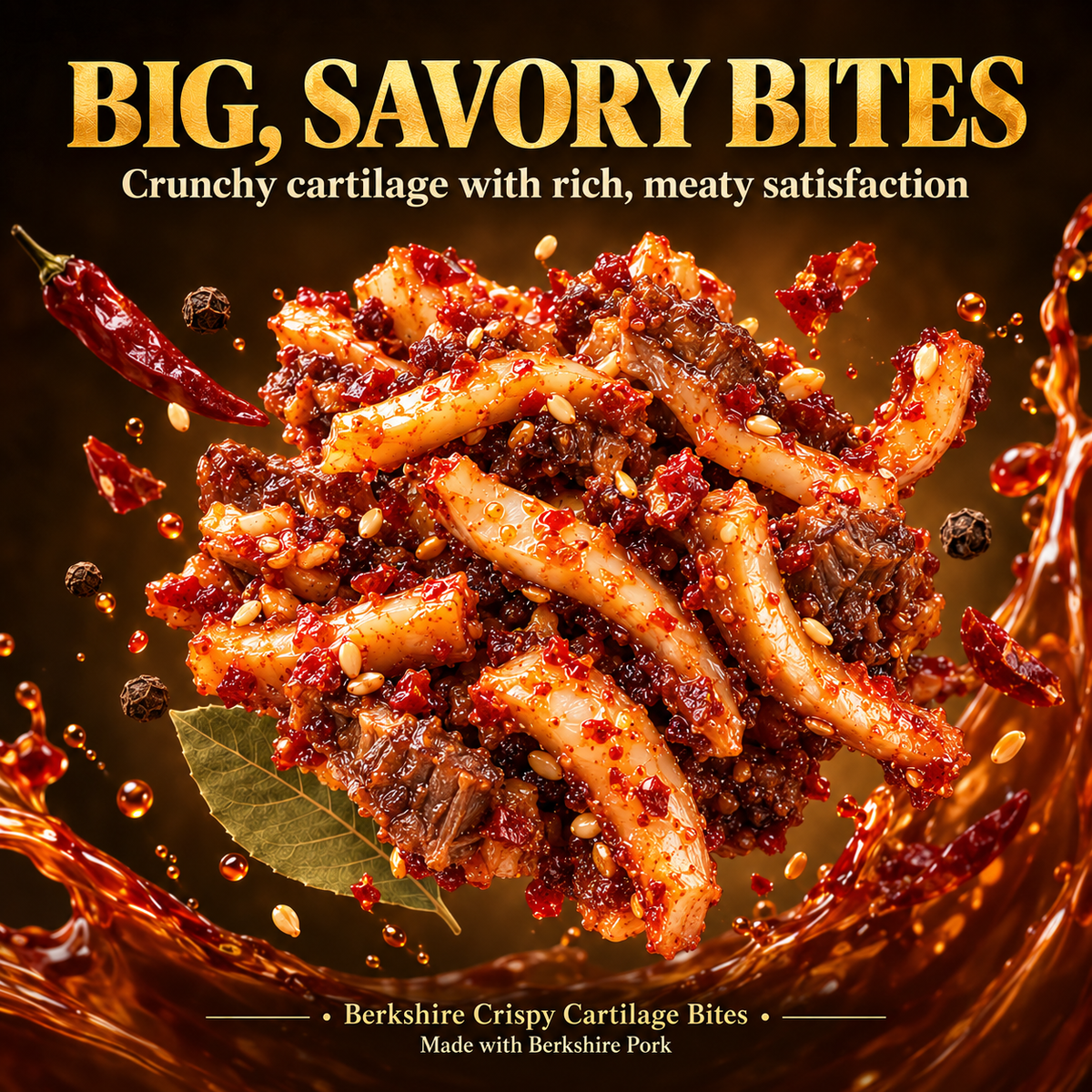 🐷 Berkshire Crispy Pork Cartilage Bites ✨ Protein-Packed • Natural Collagen • Irresistibly Crunchy