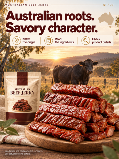 🥩 Premium Australian Beef Jerky | High Protein · 0g Added Sugar · Whole-Cut Beef-LMQ