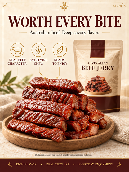 🥩 Premium Australian Beef Jerky | High Protein · 0g Added Sugar · Whole-Cut Beef-LMQ