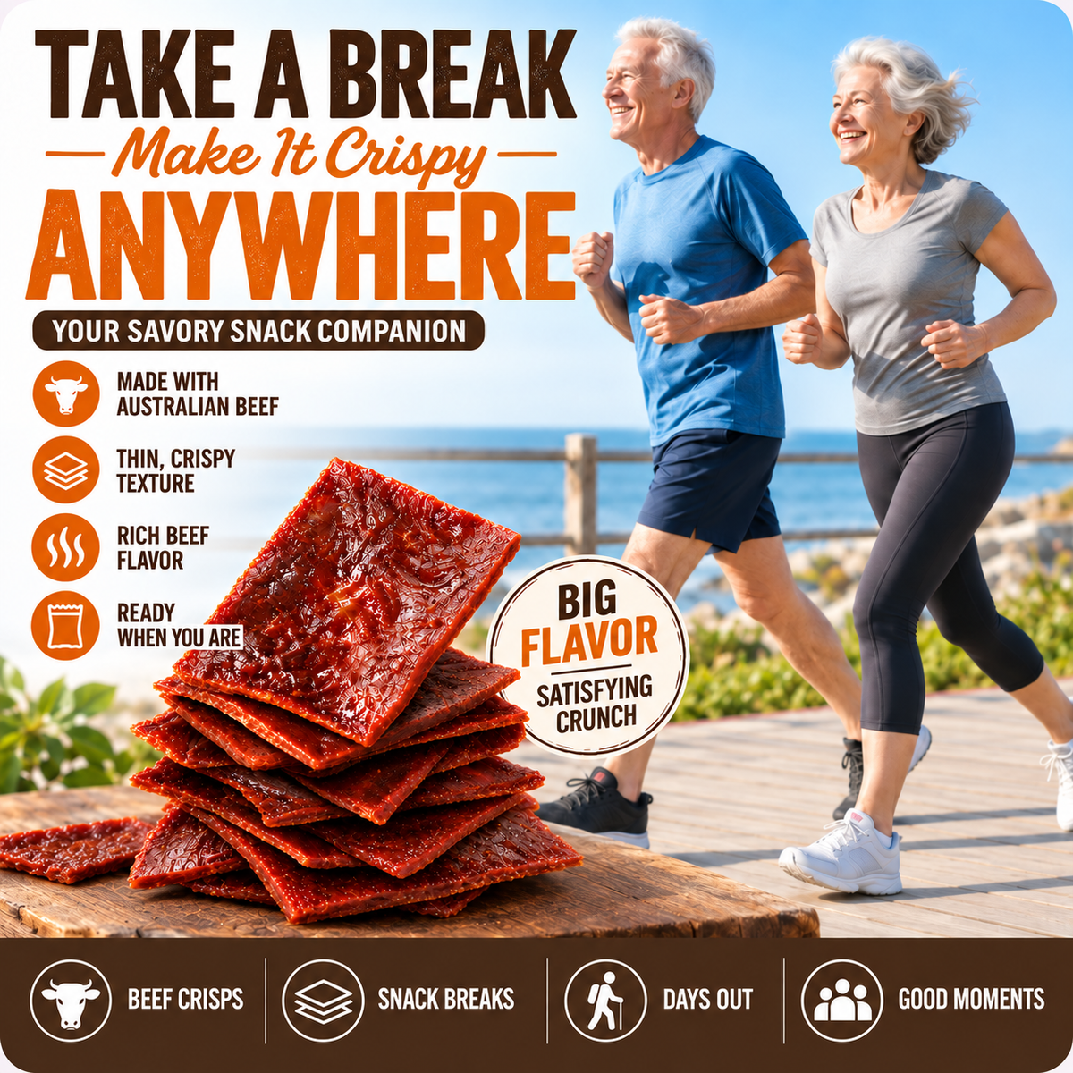 🥩100% Australian Grass-Fed Beef Crisps, Packed with Premium Protein-LMQ