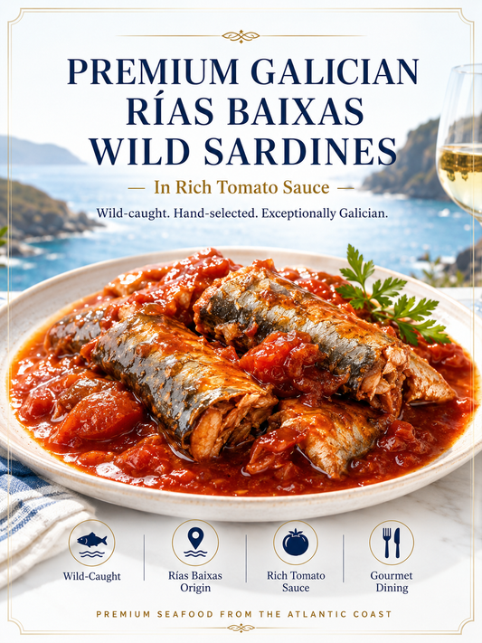 🌊 Premium Galician Rías Baixas Wild Sardines in Tomato Sauce 🐟 | High Protein 💪 | Omega-3 ❤️ | Vitamin B12 ⚡ | Selenium 🛡️