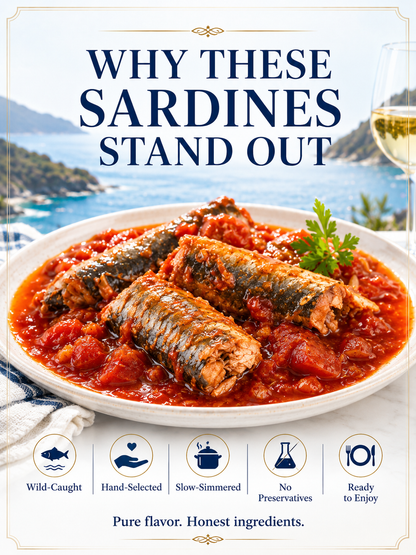 🌊 Premium Galician Rías Baixas Wild Sardines in Tomato Sauce 🐟 | High Protein 💪 | Omega-3 ❤️ | Vitamin B12 ⚡ | Selenium 🛡️