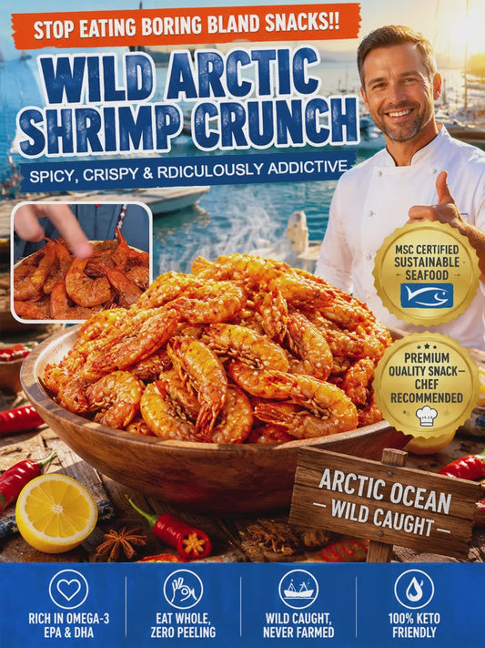 100% Wild-Caught Deep Sea Crispy Spicy Arctic Shrimp Whole Eat High Protein Guilt
