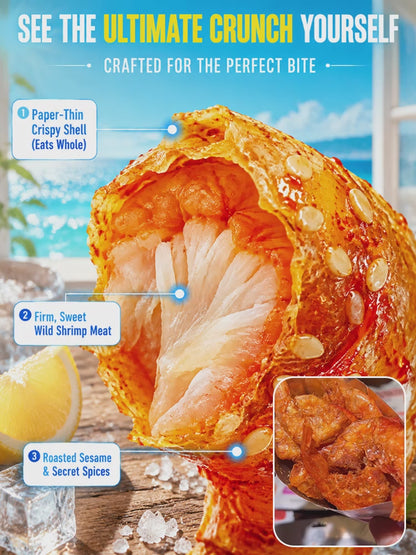100% Wild-Caught Deep Sea Crispy Spicy Arctic Shrimp Whole Eat High Protein Guilt